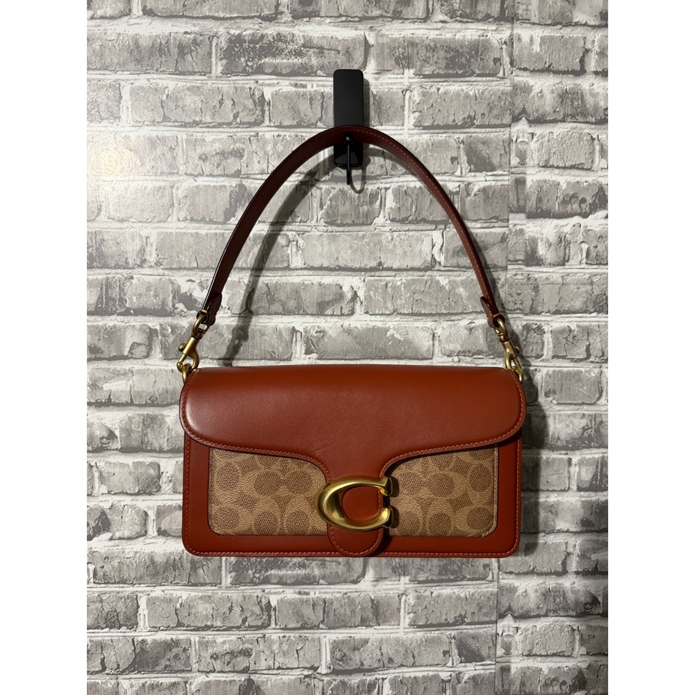 Coach Tabby Shoulder Bag 26 Signature Canvas Leather Rust Brown Gold C0772